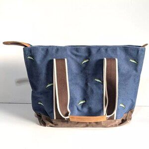 Vintage LL Bean Canvas Tote Bag Trout Fishing Embroidered